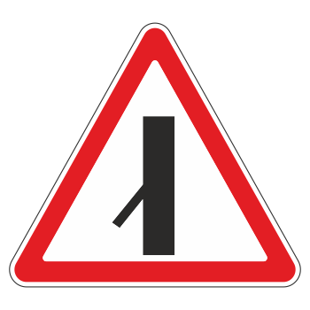 Дорожный знак 2.3.7 «Примыкание второстепенной дороги слева» (металл 0,8 мм, I типоразмер: сторона 700 мм, С/О пленка: тип А коммерческая)